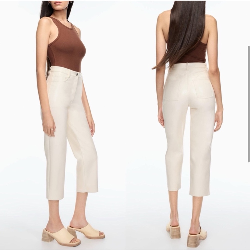 Aritzia Melina Cropped Pant NWT Size 00 Leather Pants Color Birch